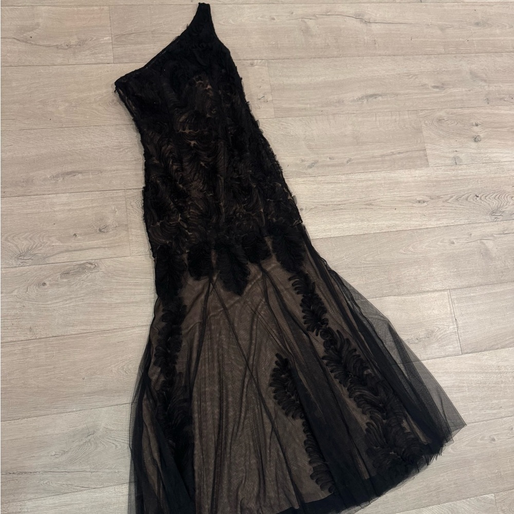 Adrianna Papell Black One-Shoulder Dress